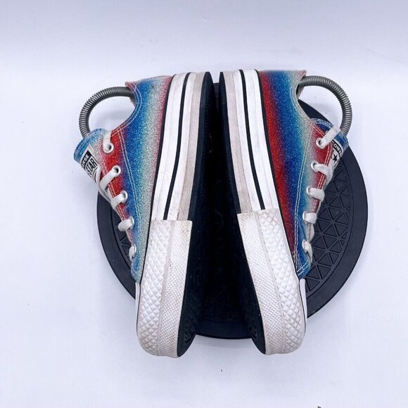 Converse CTAS Eva Lift OX Girls Size 3 Glitter Lace Up Low Sneaker Shoes - Picture 4 of 9